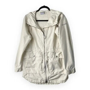 Columbia Off White / Cream Zip Up Hooded Jacket with Waist  Drawstring